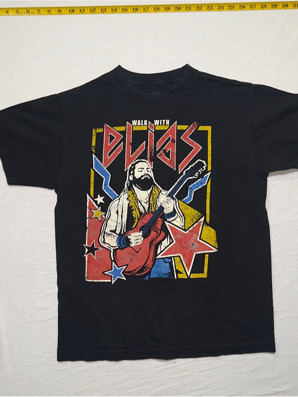 WWE Walk With Elias Graphic Tee - Black with Red & Yellow Art